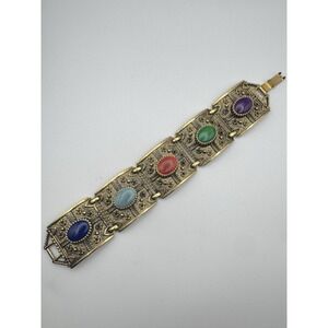 Vintage Cabochon Bracelet Sarah Coventry Granada Multicolor Panel